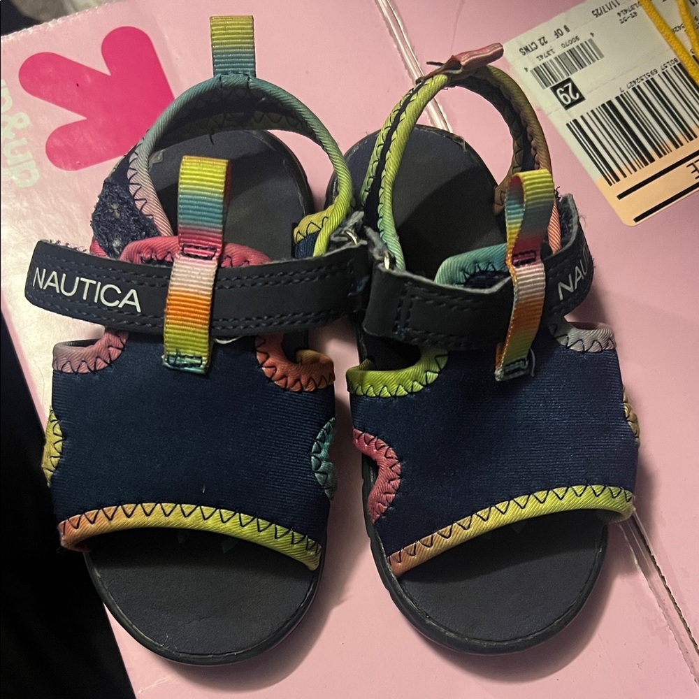 Toddler Nautica Navy and Rainbow Sandals